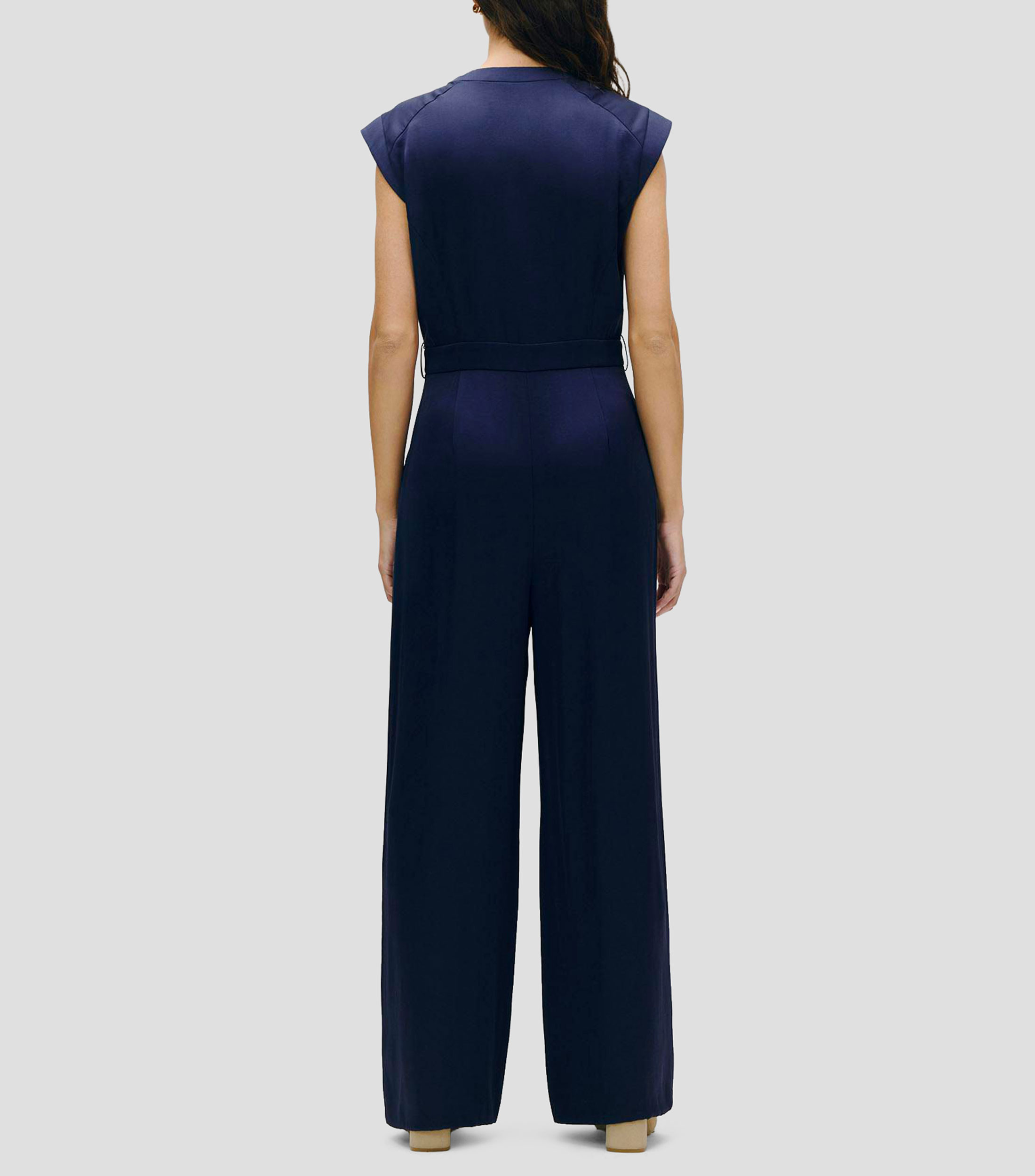 Jumpsuit palazzo de satín índigo corte francés Mujer